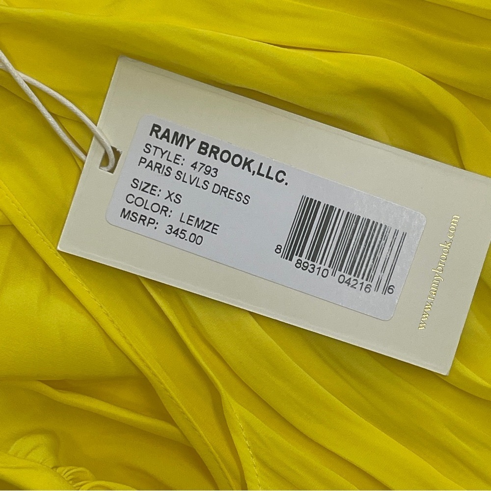 Ramy Brook Yellow Paris Sleeves Dress XS NWT - Picture 4 of 5